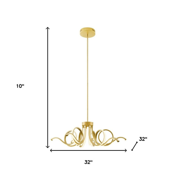 HomeRoots Gold Six-Light LED Dimmable Chandelier - Modern Metal Design for Elegant Home Ambiance & Style 558645