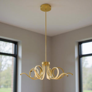 HomeRoots Gold Elegant Six-Light LED Chandelier - Smart Dimmable Lighting for Modern Spaces & Home Decor 558646