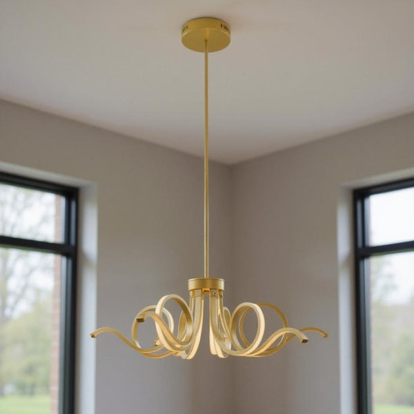 HomeRoots Gold Elegant Six-Light LED Chandelier - Smart Dimmable Lighting for Modern Spaces & Home Decor 558646