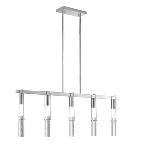 HomeRoots Silver Modern Dimmable Smart Chandelier - 5-Light Metal Fixture with Clear Acrylic Shades for Any Space 558647