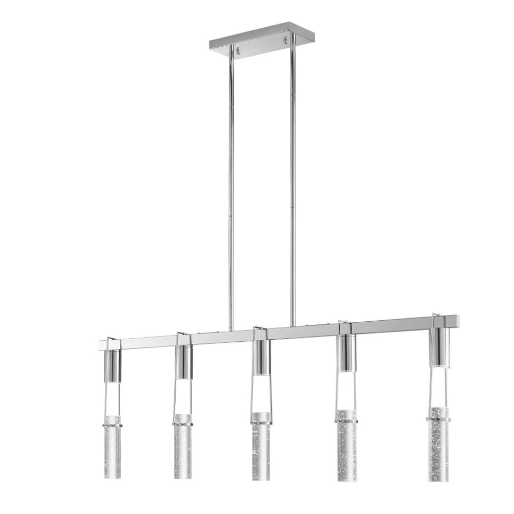 HomeRoots Silver Modern Dimmable Smart Chandelier - 5-Light Metal Fixture with Clear Acrylic Shades for Any Space 558647