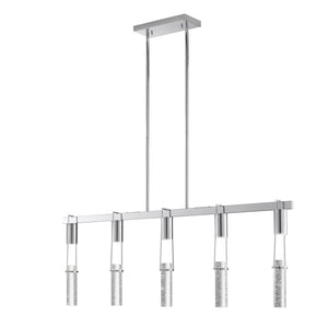 HomeRoots Silver Modern Dimmable Smart Chandelier - 5-Light Metal Fixture with Clear Acrylic Shades for Any Space 558647
