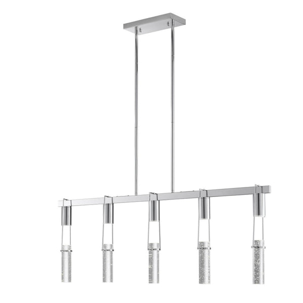 HomeRoots Silver Modern Dimmable Smart Chandelier - 5-Light Metal Fixture with Clear Acrylic Shades for Any Space 558647