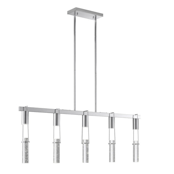 HomeRoots Silver Modern Dimmable Smart Chandelier - 5-Light Metal Fixture with Clear Acrylic Shades for Any Space 558647