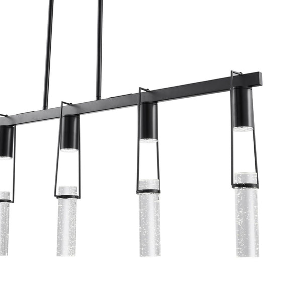 HomeRoots Black Modern Five-Light Smart Chandelier with Clear Shades – Dimmable, Energy-Efficient Lighting Solution 558648