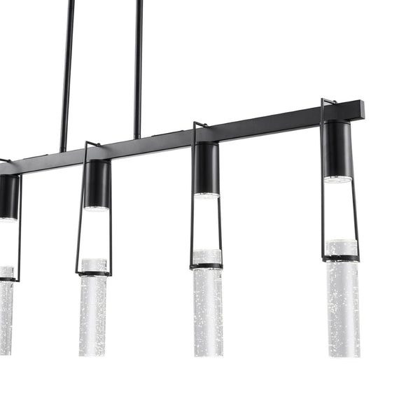 HomeRoots Black Modern Five-Light Smart Chandelier with Clear Shades – Dimmable, Energy-Efficient Lighting Solution 558648
