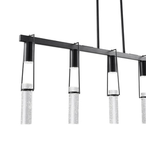 HomeRoots Black Modern Five-Light Smart Chandelier with Clear Shades – Dimmable, Energy-Efficient Lighting Solution 558648