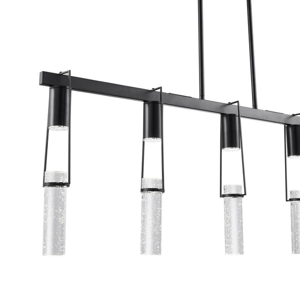 HomeRoots Black Modern Five-Light Smart Chandelier with Clear Shades – Dimmable, Energy-Efficient Lighting Solution 558648