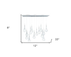 HomeRoots Silver Elegant Dimmable Chandelier with Clear Glass Shades - Adjustable Multi-Light Fixture for Modern Spaces 558649