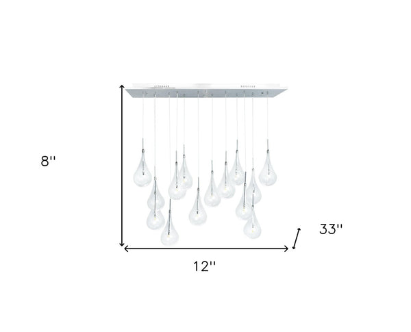 HomeRoots Silver Elegant Dimmable Chandelier with Clear Glass Shades - Adjustable Multi-Light Fixture for Modern Spaces 558649
