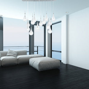 HomeRoots Silver Elegant Dimmable Chandelier with Clear Glass Shades - Adjustable Multi-Light Fixture for Modern Spaces 558649