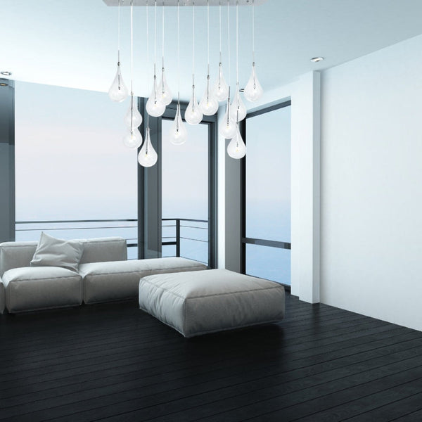 HomeRoots Silver Elegant Dimmable Chandelier with Clear Glass Shades - Adjustable Multi-Light Fixture for Modern Spaces 558649