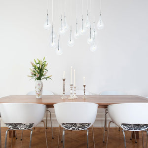 HomeRoots Silver Elegant Dimmable Chandelier with Clear Glass Shades - Adjustable Multi-Light Fixture for Modern Spaces 558649