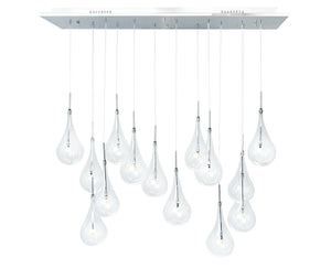 HomeRoots Silver Smart Dimmable Chandelier with Clear Glass Shades – Modern Tiered Design for Any Space 558650
