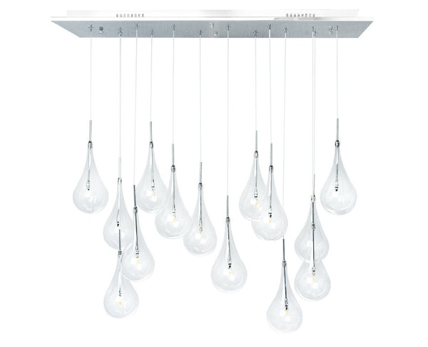 HomeRoots Silver Smart Dimmable Chandelier with Clear Glass Shades – Modern Tiered Design for Any Space 558650