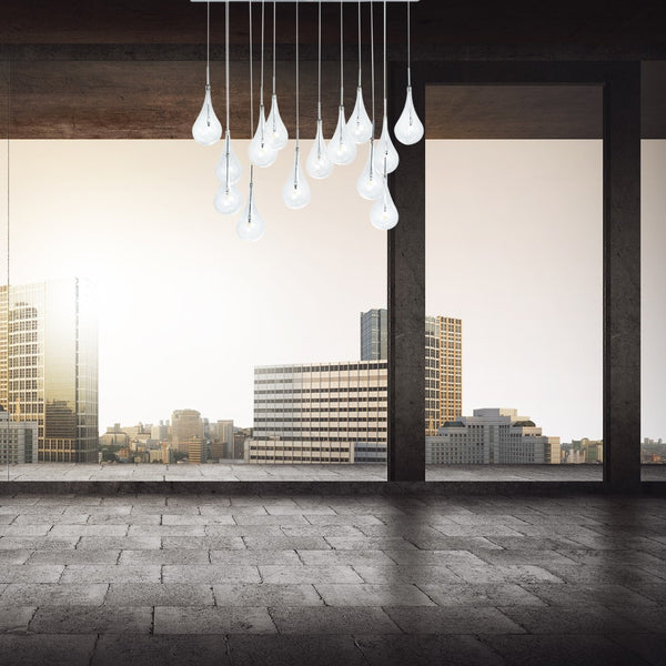HomeRoots Silver Smart Dimmable Chandelier with Clear Glass Shades – Modern Tiered Design for Any Space 558650
