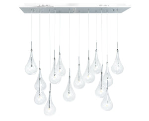 HomeRoots Silver Smart Dimmable Chandelier with Clear Glass Shades – Modern Tiered Design for Any Space 558650