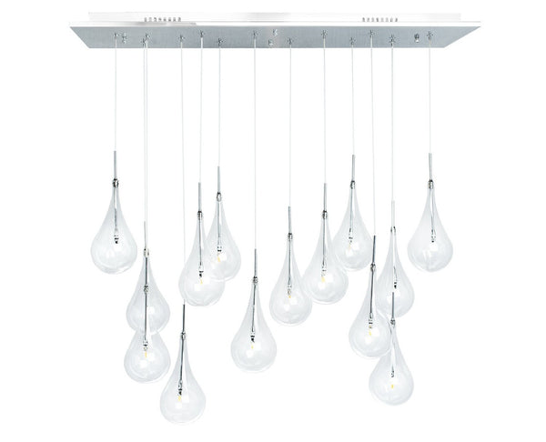 HomeRoots Silver Smart Dimmable Chandelier with Clear Glass Shades – Modern Tiered Design for Any Space 558650