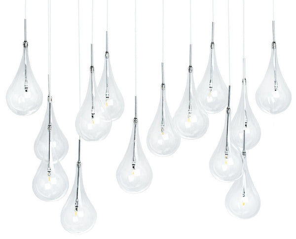 HomeRoots Silver Smart Dimmable Chandelier with Clear Glass Shades – Modern Tiered Design for Any Space 558650