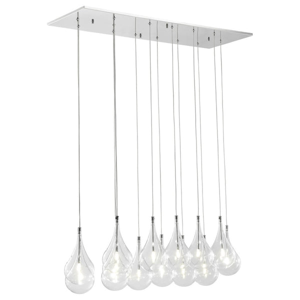 HomeRoots Silver Smart Dimmable Chandelier with Clear Glass Shades – Modern Tiered Design for Any Space 558650