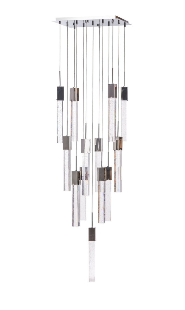 HomeRoots Silver Modern Dimmable Chandelier with Clear Glass Shades - Elegant Multi-Light Fixture for Home 558651