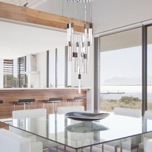 HomeRoots Silver Modern Dimmable Chandelier with Clear Glass Shades - Elegant Multi-Light Fixture for Home 558651