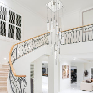 HomeRoots Silver Modern Dimmable Chandelier with Clear Glass Shades - Elegant Multi-Light Fixture for Home 558651