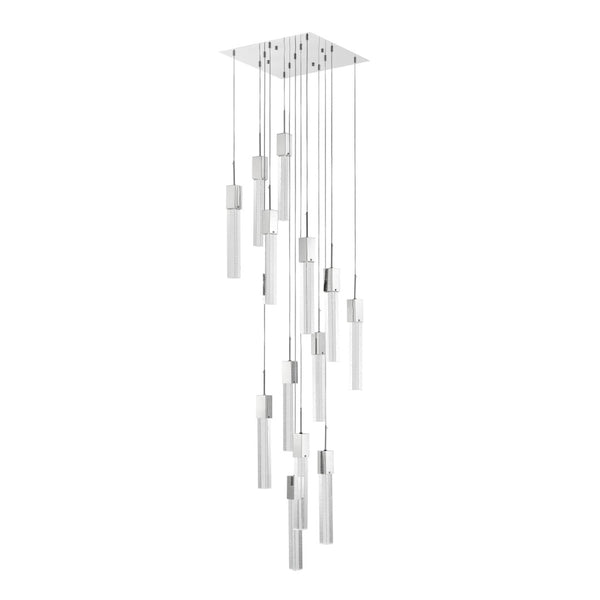 HomeRoots Silver Modern Dimmable Chandelier with Clear Glass Shades - Elegant Multi-Light Fixture for Home 558651