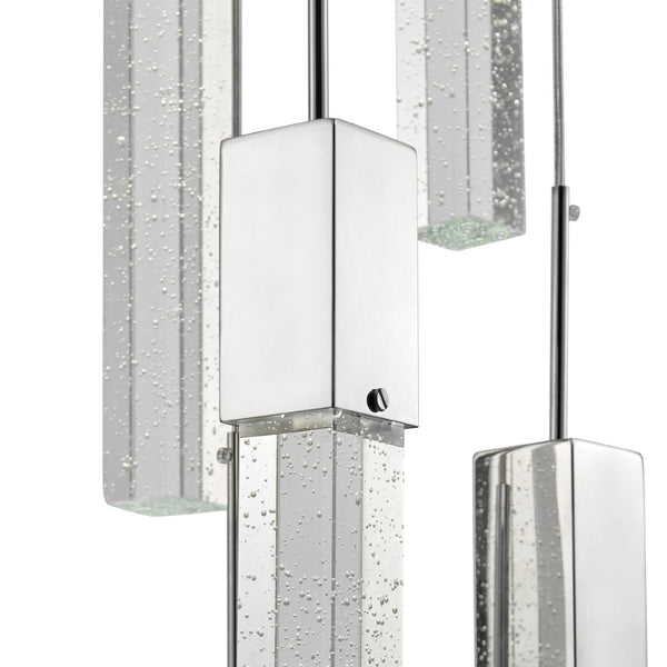 HomeRoots Silver Modern Dimmable Chandelier with Clear Glass Shades - Elegant Multi-Light Fixture for Home 558651