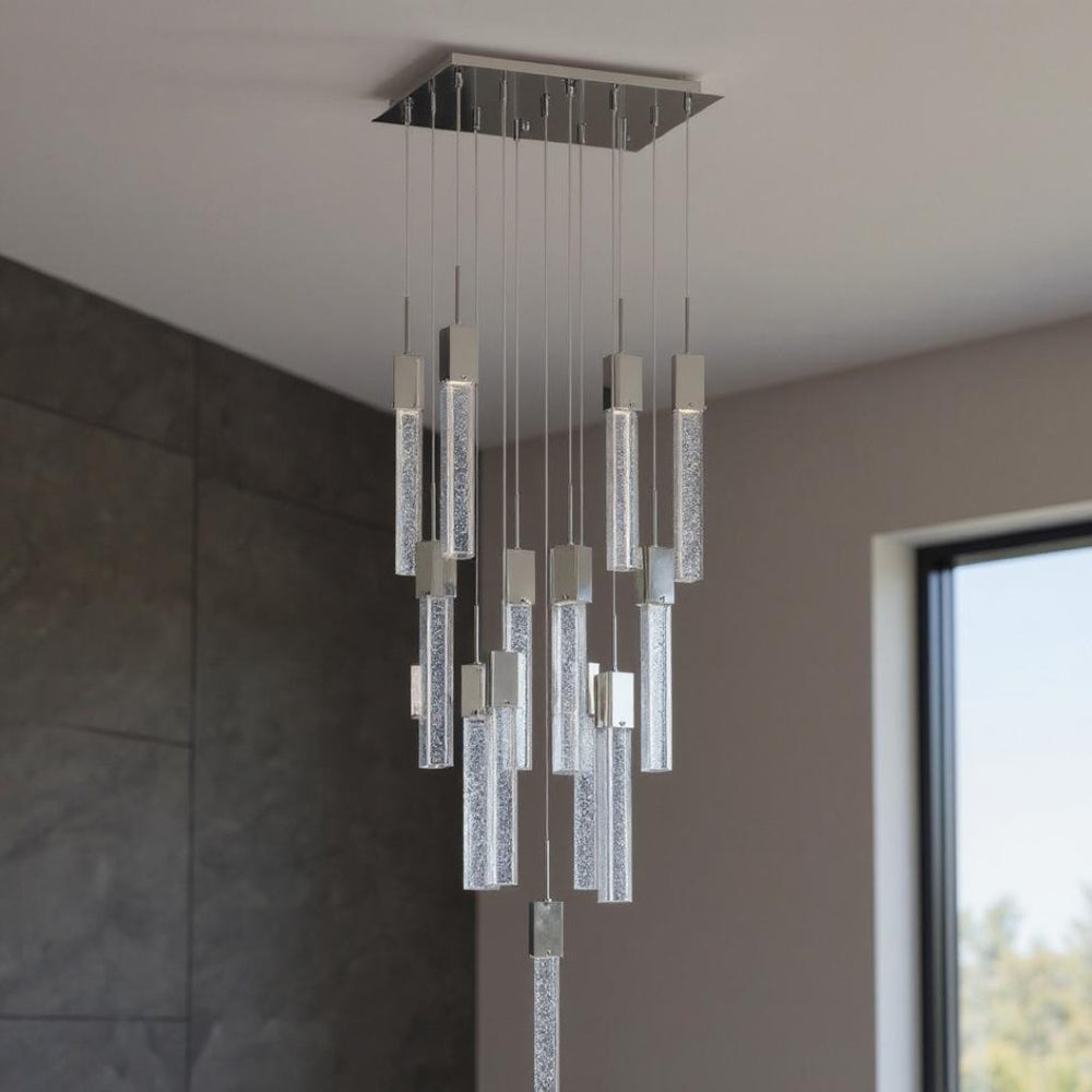 HomeRoots Silver Modern Dimmable Chandelier with Clear Glass Shades - Elegant Multi-Light Fixture for Home 558651