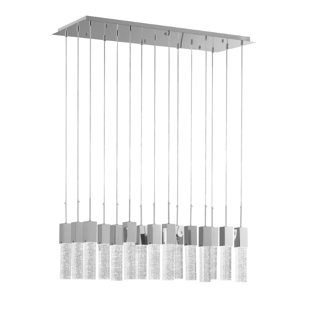 HomeRoots Silver Cluster Dimmable LED Chandelier - Modern Metal Fixture with Clear Shades for Stylish Illumination 558652