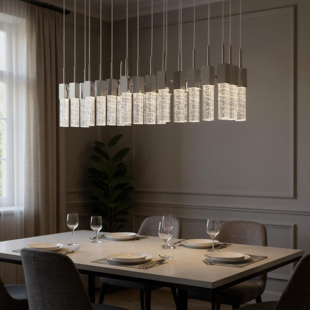 HomeRoots Silver Cluster Dimmable LED Chandelier - Modern Metal Fixture with Clear Shades for Stylish Illumination 558652