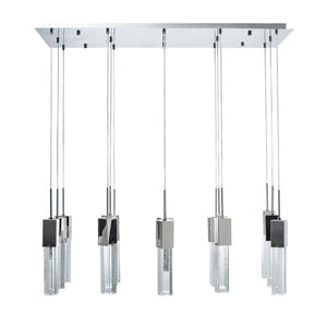 HomeRoots Silver Cluster Dimmable LED Chandelier - Modern Metal Fixture with Clear Shades for Stylish Illumination 558652