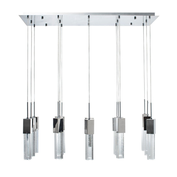 HomeRoots Silver Cluster Dimmable LED Chandelier - Modern Metal Fixture with Clear Shades for Stylish Illumination 558652