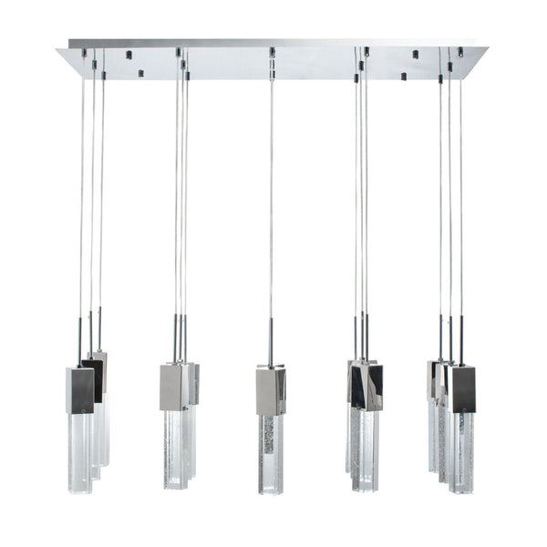 HomeRoots Silver Cluster Dimmable LED Chandelier - Modern Metal Fixture with Clear Shades for Stylish Illumination 558652