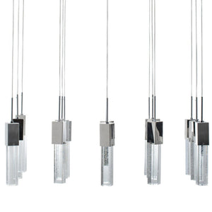HomeRoots Silver Cluster Dimmable LED Chandelier - Modern Metal Fixture with Clear Shades for Stylish Illumination 558652