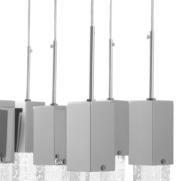 HomeRoots Silver Cluster Dimmable LED Chandelier - Modern Metal Fixture with Clear Shades for Stylish Illumination 558652