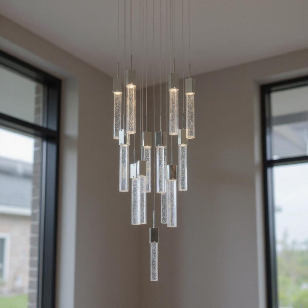 HomeRoots Silver Multi-Light Dimmable Chandelier with Clear Shades – Elegant Design for Modern Spaces 558653