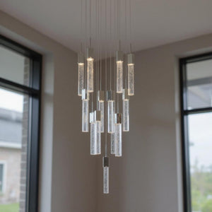 HomeRoots Silver Multi-Light Dimmable Chandelier with Clear Shades – Elegant Design for Modern Spaces 558653