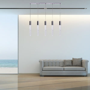 HomeRoots Silver Five-Light Dimmable Chandelier with Clear Shades – Modern Design for Versatile Spaces & Ambiance 558654