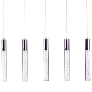 HomeRoots Silver Five-Light Dimmable Chandelier with Clear Shades – Modern Design for Versatile Spaces & Ambiance 558654