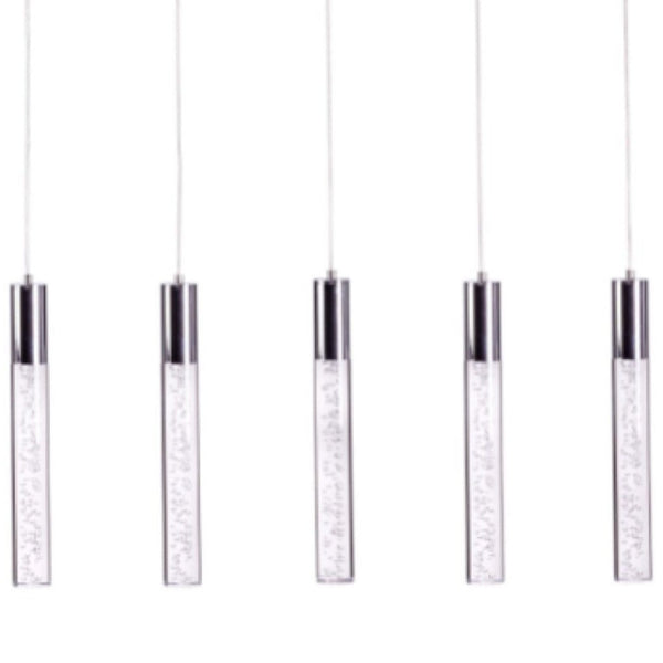 HomeRoots Silver Five-Light Dimmable Chandelier with Clear Shades – Modern Design for Versatile Spaces & Ambiance 558654