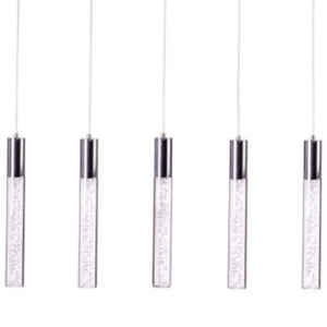 HomeRoots Silver Five-Light Dimmable Chandelier with Clear Shades – Modern Design for Versatile Spaces & Ambiance 558654