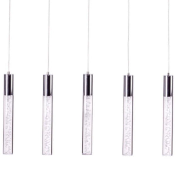 HomeRoots Silver Five-Light Dimmable Chandelier with Clear Shades – Modern Design for Versatile Spaces & Ambiance 558654