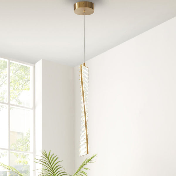 HomeRoots Gold LED Chandelier with Clear Metal Finish - Modern, Energy-Efficient Light Fixture for Any Room 558656