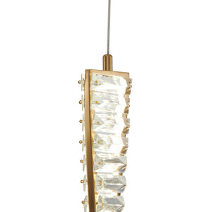 HomeRoots Gold LED Chandelier with Clear Metal Finish - Modern, Energy-Efficient Light Fixture for Any Room 558656