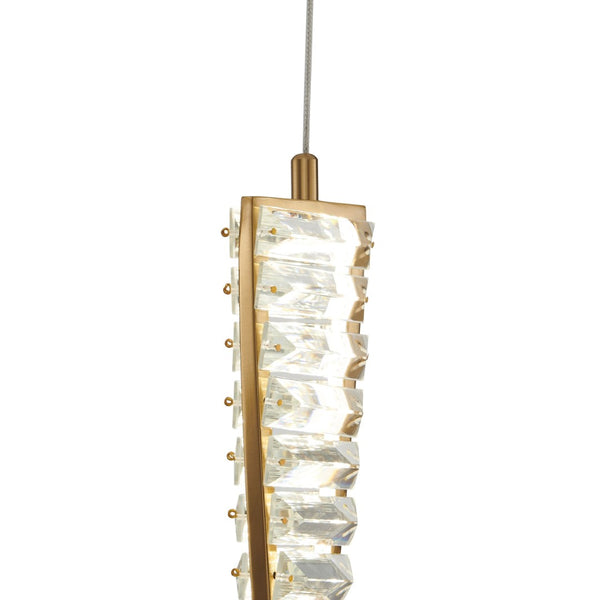 HomeRoots Gold LED Chandelier with Clear Metal Finish - Modern, Energy-Efficient Light Fixture for Any Room 558656