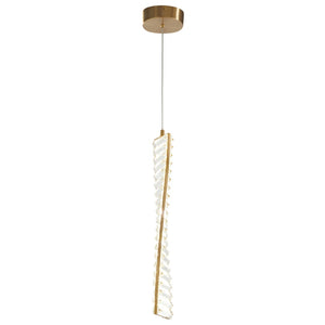 HomeRoots Gold LED Chandelier with Clear Metal Finish - Modern, Energy-Efficient Light Fixture for Any Room 558656