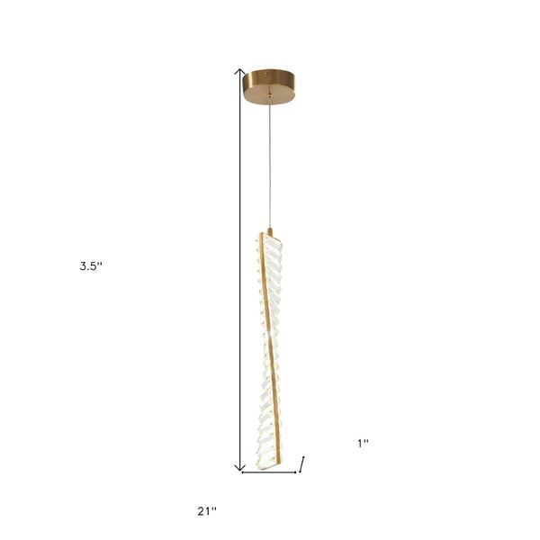 HomeRoots Gold LED Chandelier with Clear Metal Finish - Modern, Energy-Efficient Light Fixture for Any Room 558656