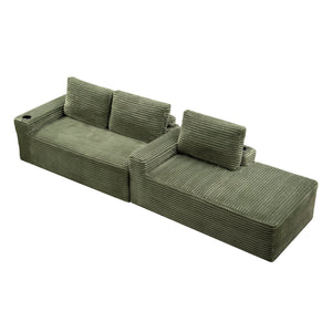 English Elm 104 Inch Corduroy Modular Sectional Sofa with L Chaise Deep Sink Comfort W5515S00025